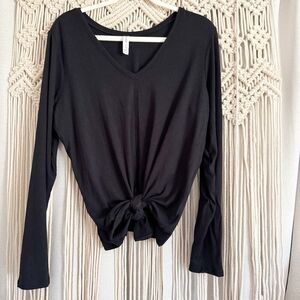Spanx Black Long Sleeve Tie-Front Shirt – Size XL